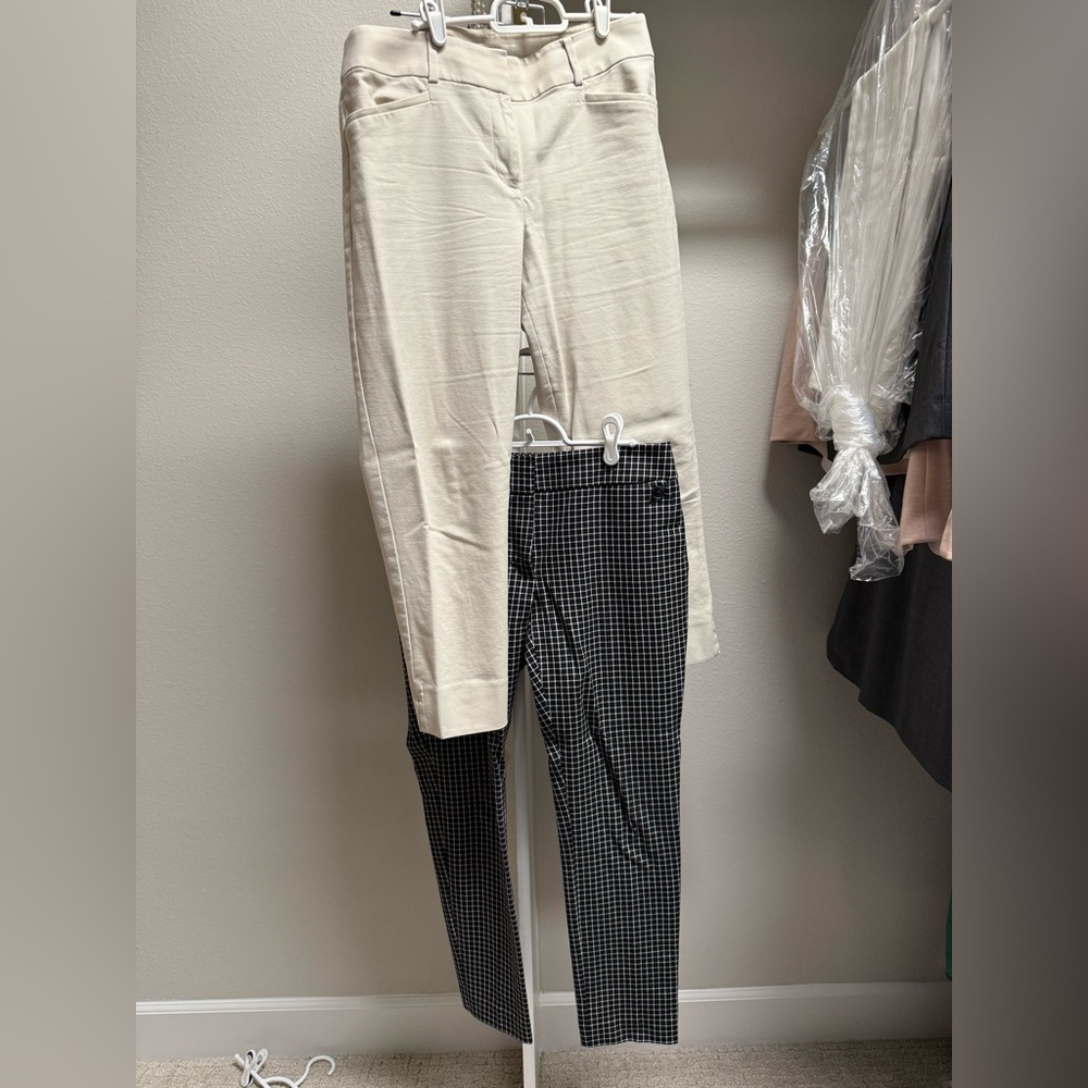 2 pairs of Julie cropped pants pants in size 6 in colors black plaid and khaki
